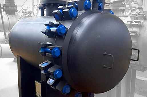 Invicta filtration vessel installed at industrial plant — boiler feed reverse osmosis pre-filtration