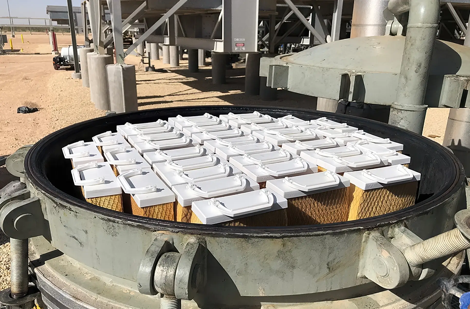 Invicta trapezoidal cartridges arranged inside a filter vessel, demonstrating high packing density